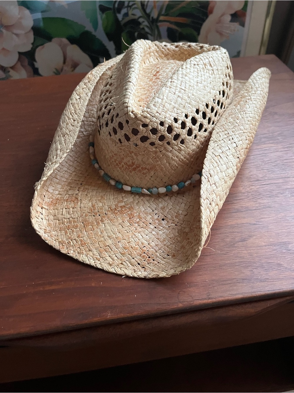 Charlie Horse hat co. Straw Cowgirl Hat with Turquoise Bead Band - Picture 2 of 5